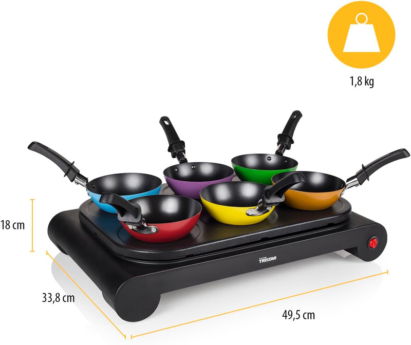 Tristar BP-2827 Party-Wok-Set Auch als Crêpe- und Bratpfanne verwendbar Leistung: 1000 W Schwarz, Sc