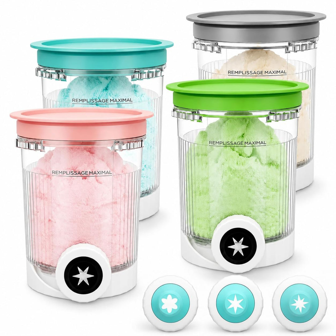 4er Creami Becher 480 ml für Ninja CREAMi Swirl NC700/NC701EU Serie | 4 Ersatzbecher mit Deckeln, 7