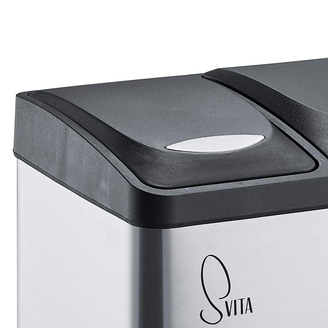 SVITA TC2Combo26 Edelstahl Küchen-Eimer 26Liter Silber 8L+18L kombiniert doppelt Abfalleimer 2er-Mül