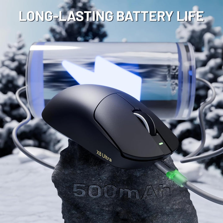 ATTACK SHARK X8 Ultra 8KHz Drahtlose Gaming-Maus, 55g Ultraleicht, Nordic52840, PAW3950MAX, 42KDPI,