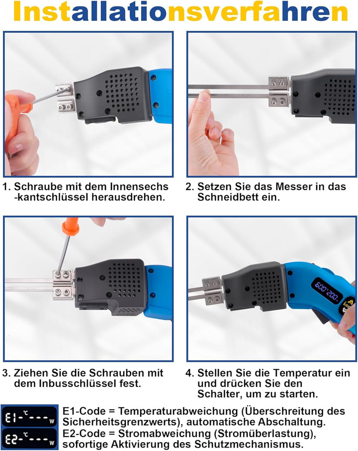 200W Styroporschneider Elektrische Heissmesser Schaumschneider mit 4 Nichrom Klingen 0-600℃ Styrocut