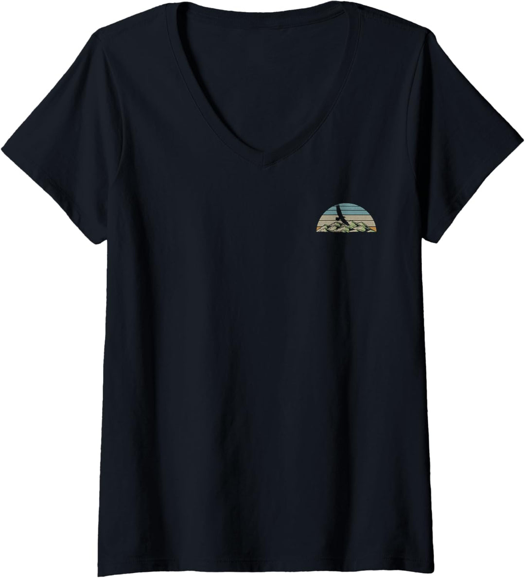 Damen Trendy Outdoor Life Sunset Camp Life Front & Back T-Shirt mit V-Ausschnitt