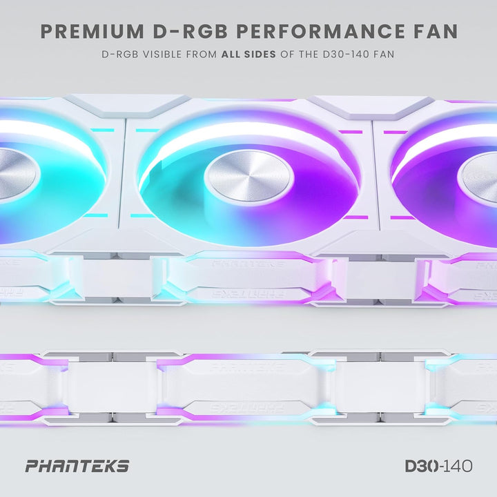 Phanteks D30 PWM Reverse Airflow, D-RGB Lüfter - 140mm, weiss