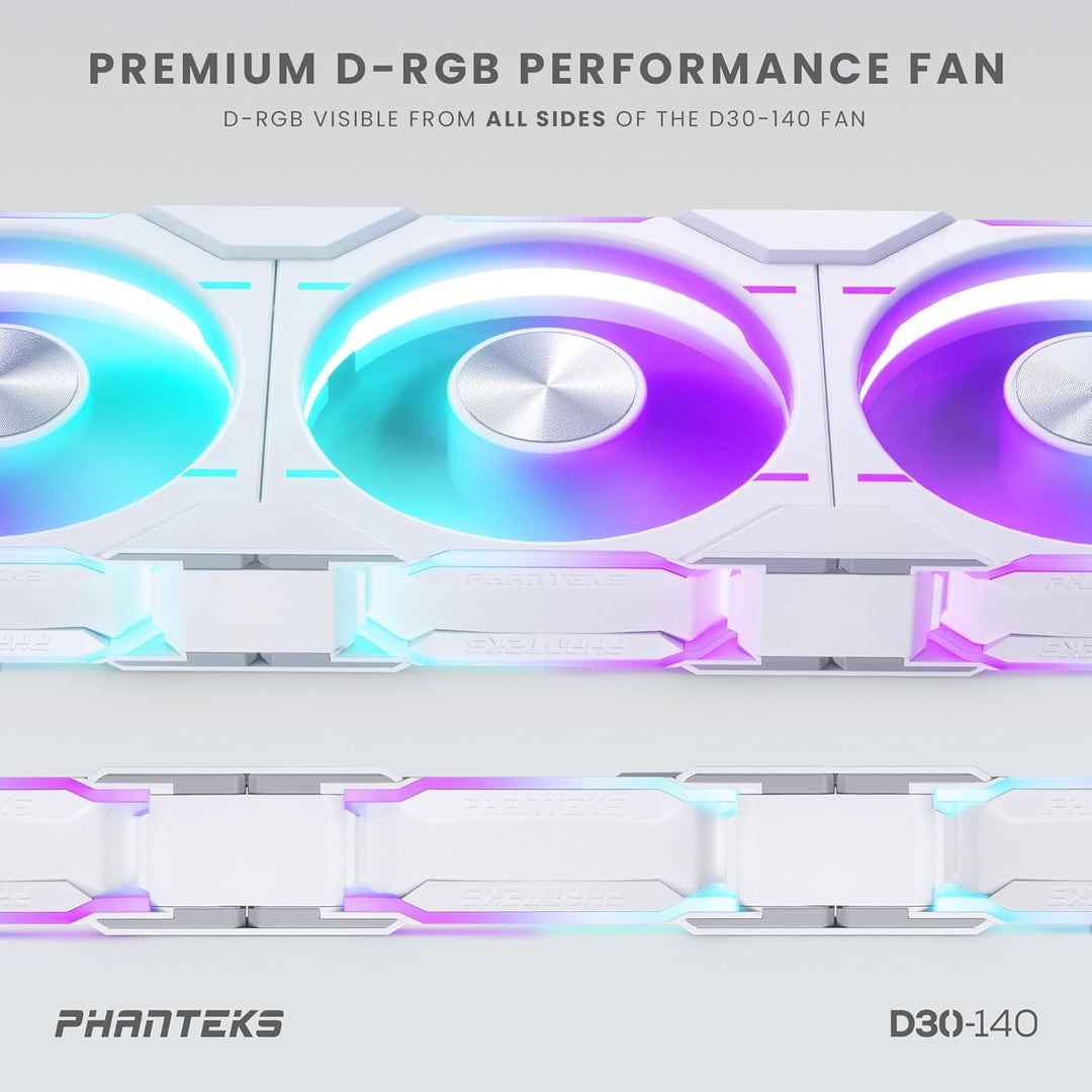 Phanteks D30 PWM Regular Airflow, D-RGB Lüfter - 140mm, weiss Standard x1 Black, Standard x1 Black