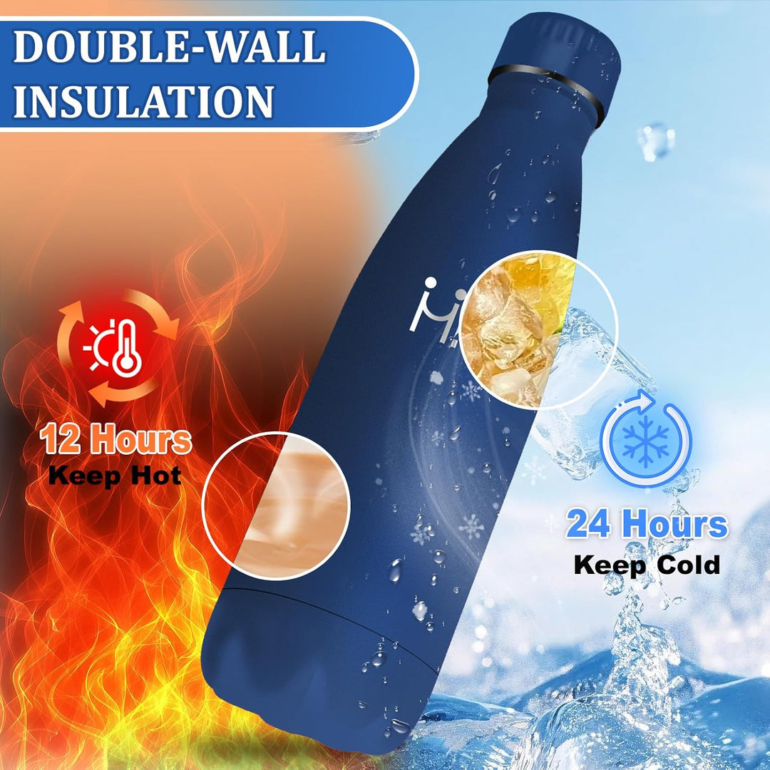 Edelstahl Trinkflasche 1l, Thermosflasche, BPA-Frei, Trinkflasche Auslaufsicher, 24h Kalt &amp; 12h Warm