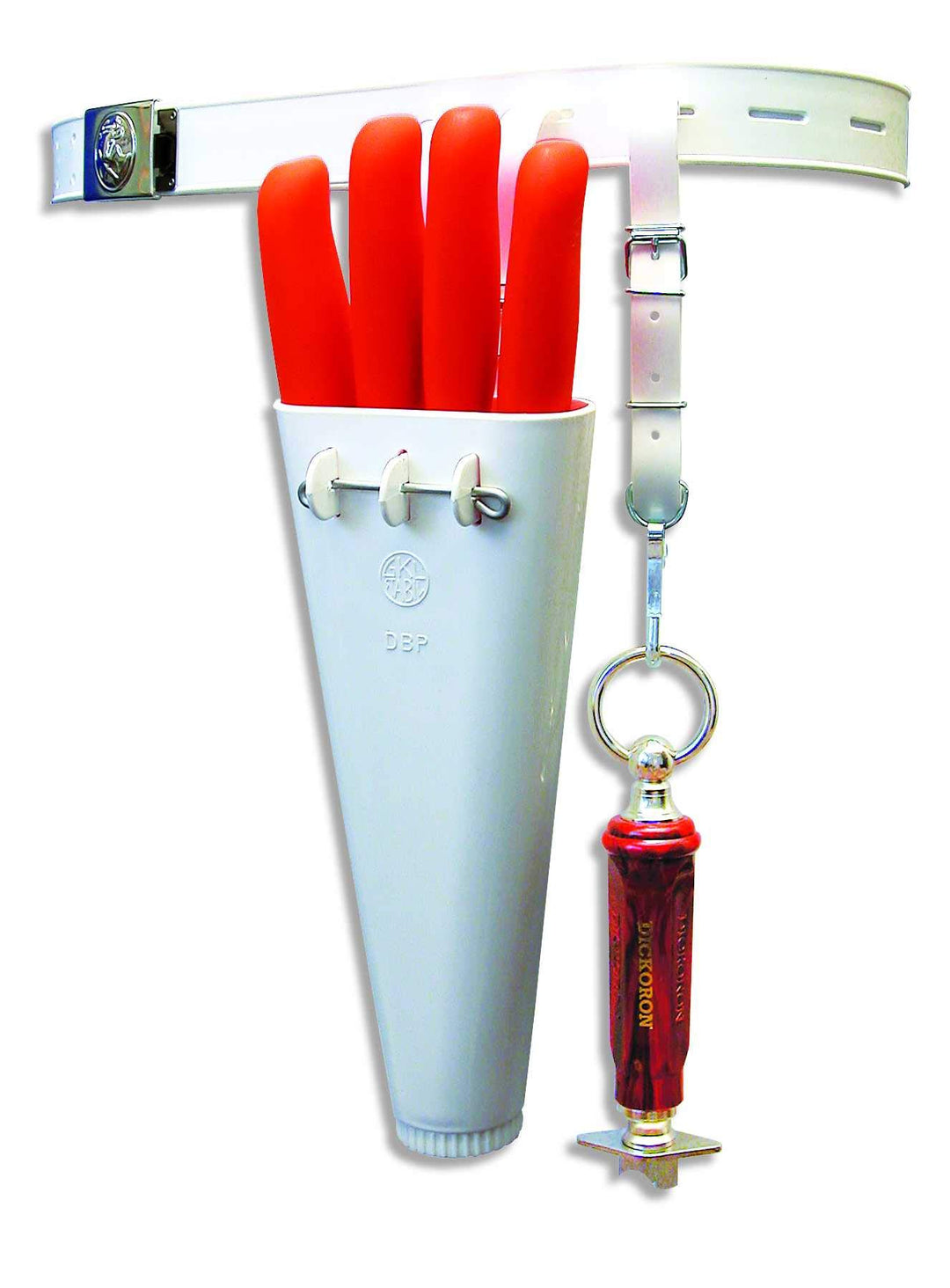 F. DICK Gürtel mit Messerköcher (Köcher für 4 Messer und Riemen für Wetzstahl, Kunststoff,
