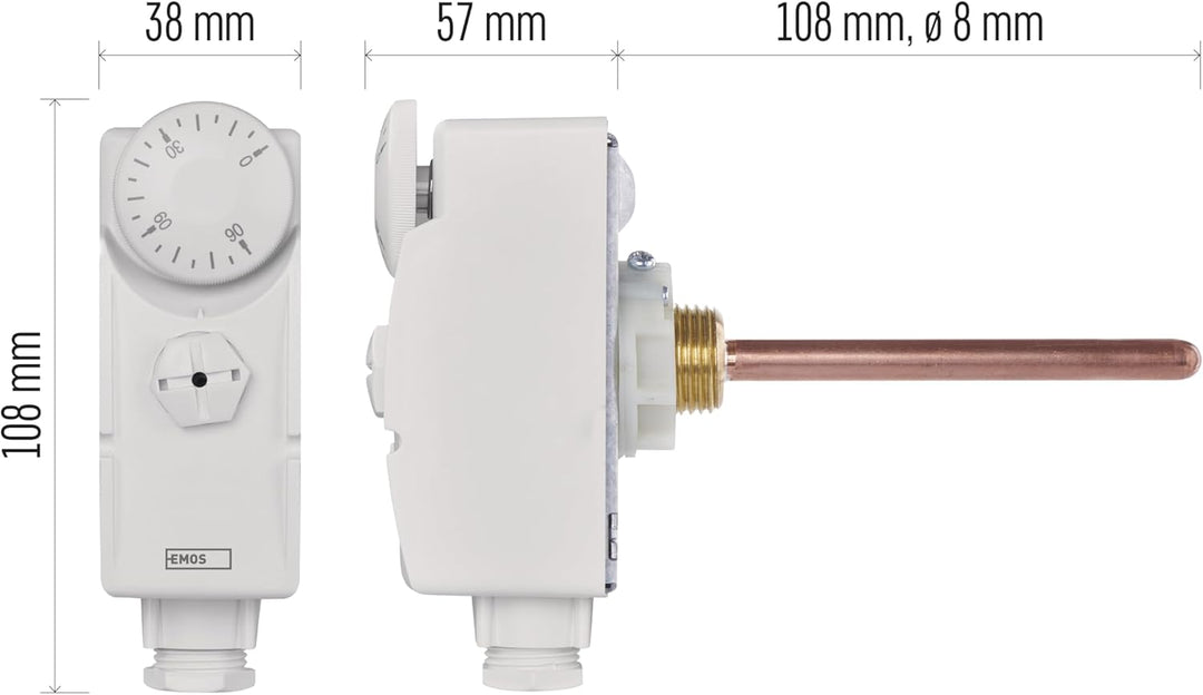 EMOS - mechanischer Thermostat mit Tauchhülse - manuell, kabelgebunden - Heiz- und Kühlsysteme - Tem