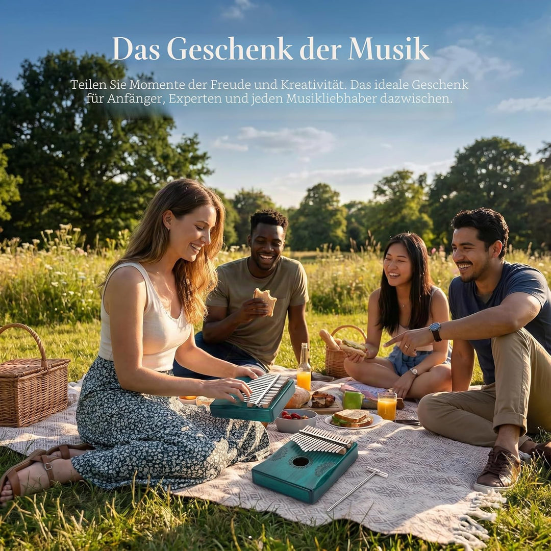 Musfunny Kalimba Daumenklavier 17 Schlüssel: Fingerklaviere Holz Mit Lehrmaterial Stimmhammer- Thumb