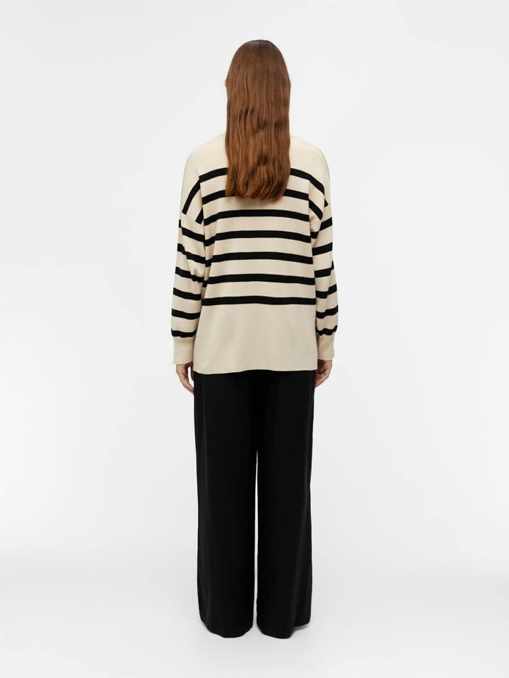 OBJECT Damen Objester L/S Knit Zip Pullover Noos Strickpullover, Sandshell