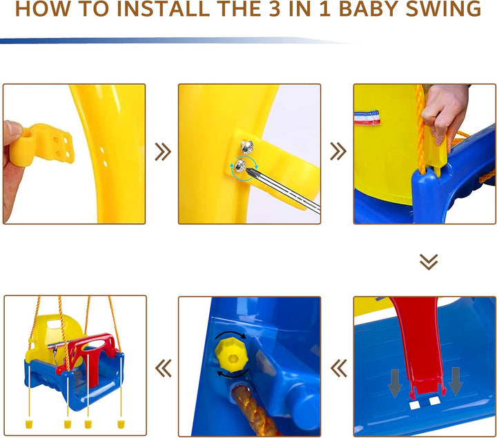 KINSPORY Kinderschaukel Babyschaukel 3 in 1 Babysitz verstellbar Mitwachsend Schaukelsitz Gartenscha