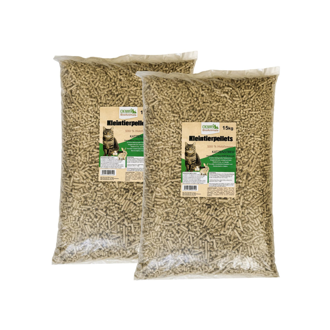 Kleintierstreu, Katzenstreu Holzpellets 30 kg (46 L) – 100% natürliche Einstreu für Katzen, Kaninche