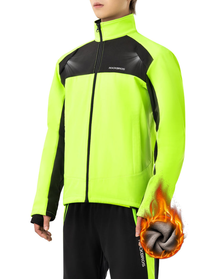 ROCKBROS Fahrrad Jacke/Hose Winter Thermo Fahrradbekleidung Hohe Sichtbarkeit & Winddicht Softshellj