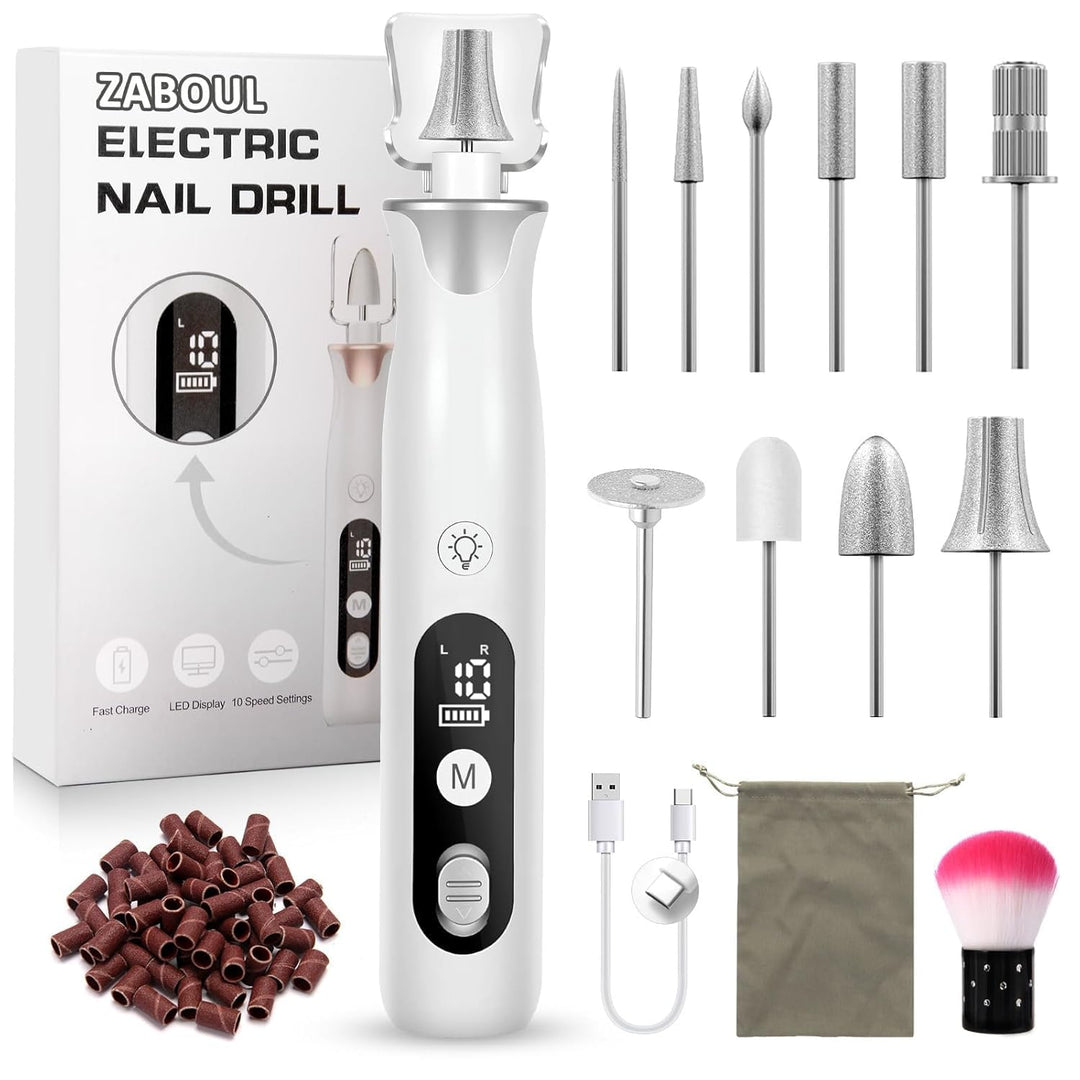 Maniküre/Pedikure Set elektrisch, Nagelfelile, Nagelfraser und Hornhautentfemer mit 10 Aufsatze zur