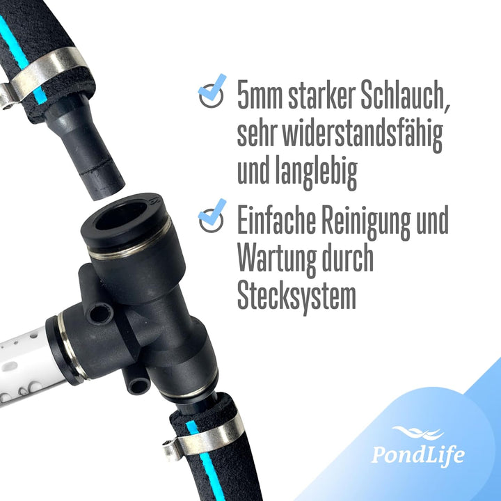 Pondlife Japan Belüfterring für Koi Teich, Ø 50 cm, Teichbelüfter mit Luftschlauch, Sauerstoffzufuhr