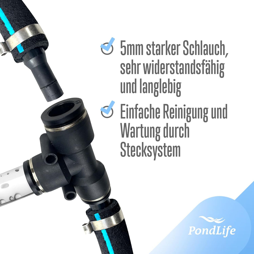 Pondlife Japan Belüfterring für Koi Teich, Ø 35 cm, Teichbelüfter mit Luftschlauch, Sauerstoffzufuhr