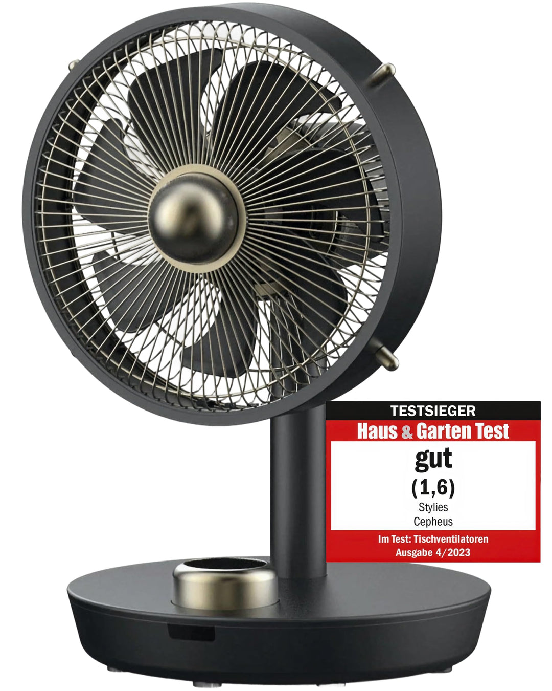 Premium Tischventilator, Ventilator leise aus Metall mit 12 Stufen, Digital-Display, 90° Oszillation