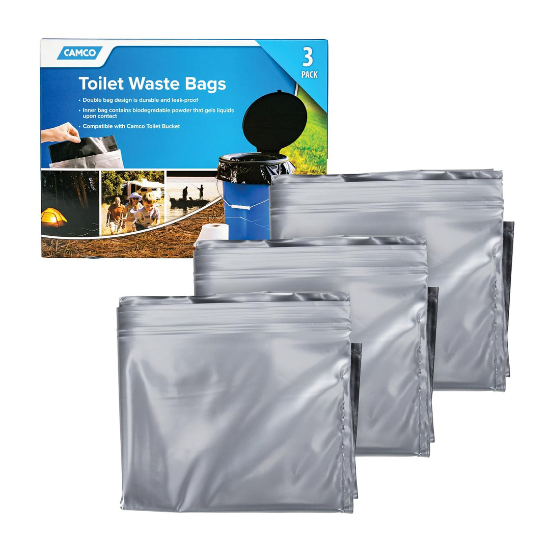 Camco 41547 WC-Müllbeutel, langlebiges, auslaufsicheres Doppelbeutel-Design, Innenbeutel verwandelt