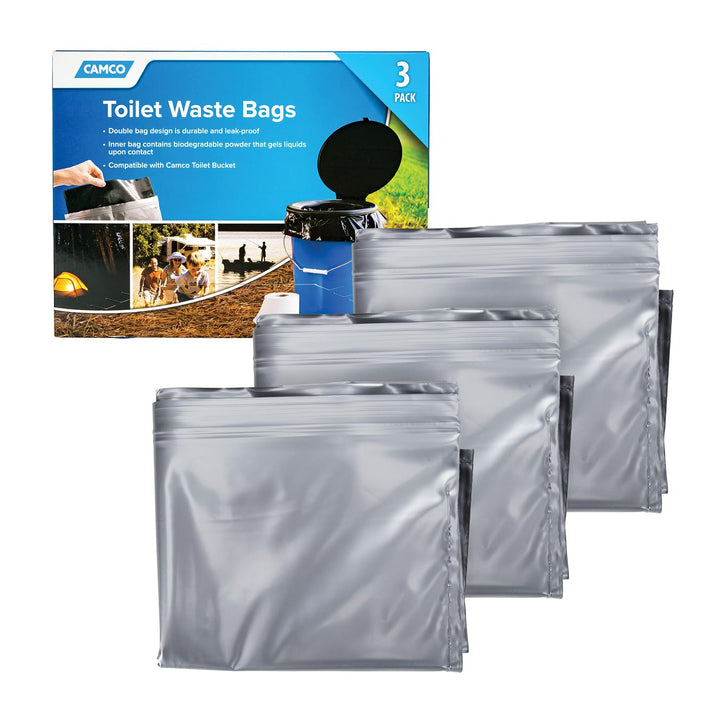 Camco 41547 WC-Müllbeutel, langlebiges, auslaufsicheres Doppelbeutel-Design, Innenbeutel verwandelt
