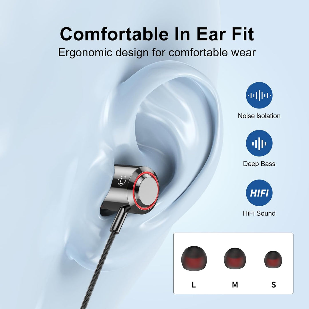In Ear Kopfhörer mit Kabel, 3-er Set mit Mikrofon und Lautstärkeregler, Stereo, Leichte In-Ear Ohrhö