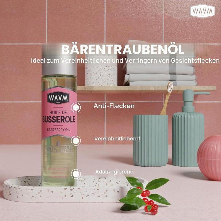 WAAM Bärentraube Pflanzenöl - 100% rein und natürlich - Kaltmazeration - Fleckentfernendes Pflegeöl