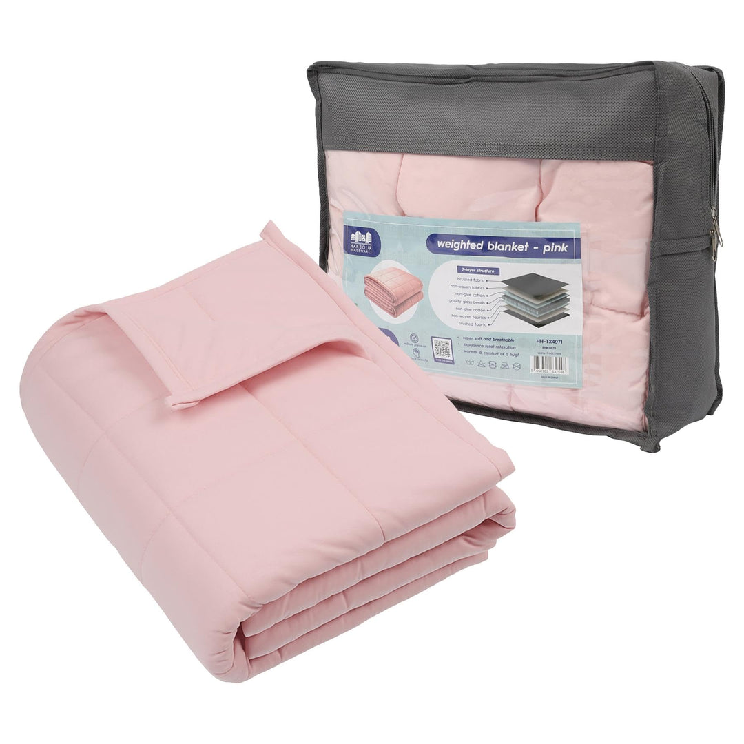 Harbour Housewares Gewichtsdecke mit Aufbewahrungstasche - 125 x 150cm - 4kg - Rosa - 1x Schwer Erwa