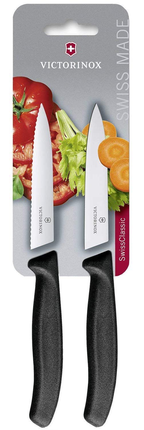 Victorinox Swiss Classic, Tomaten- und Gemüsemesser-Set, 2teilig, Extra Scharfe Klinge, Kunststoffgr