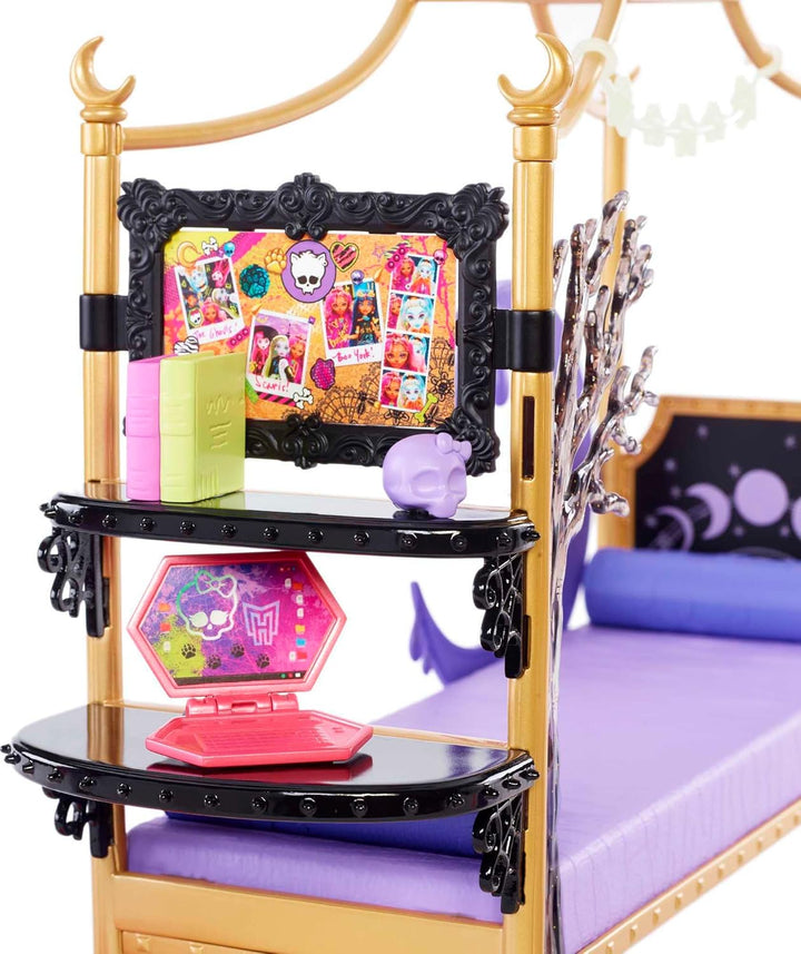 Monster HIGH Clawdeen Wolf - Schlafzimmer-Spielset mit Zubehör und Aufkleberbogen, Möbeln und Deko,