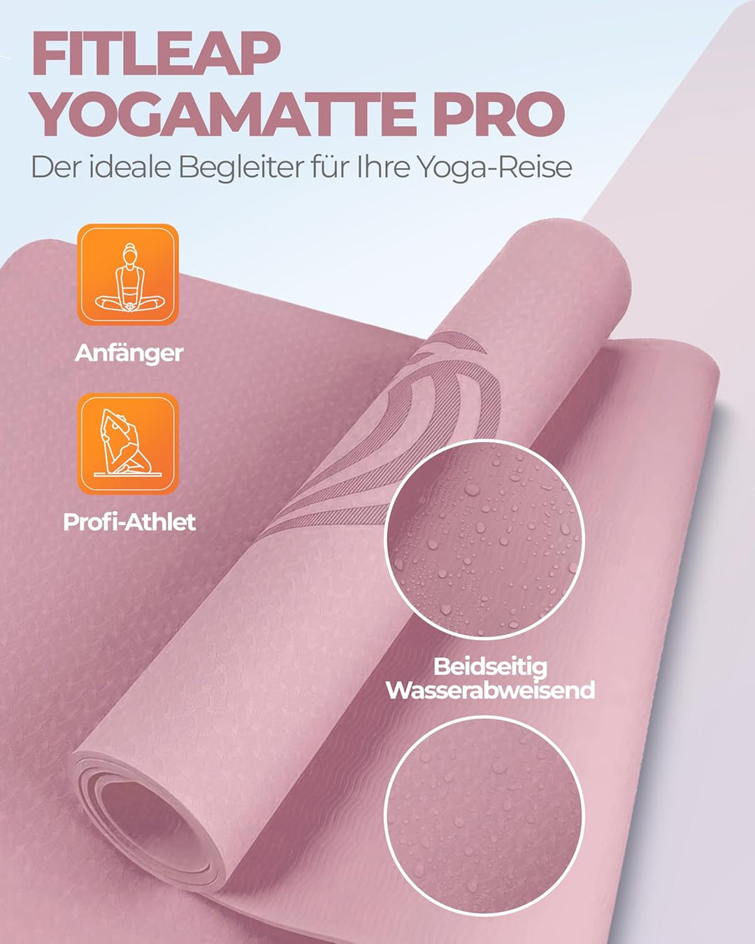 Yoga Matte Pro aus umweltfreundlichem TPE-Schaum, sehr rutschfeste, schadstofffreie, hypoallergene u