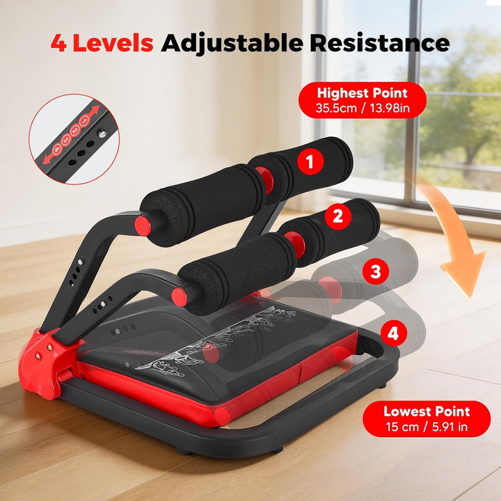 Bauchtrainer für Zuhause 4 Widerstandsstufen – Ganzkörper Core-Trainer für Zuhause, 150 kg belastbar