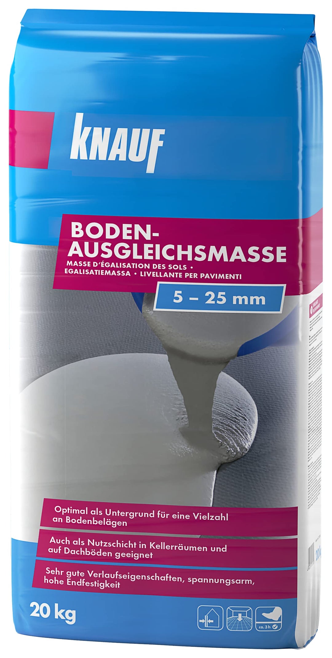Knauf 125265 20 kg Bodenausgleichsmasse, Fliess-Spachtel, Nivellier-Masse – Estrich für Boden, innen