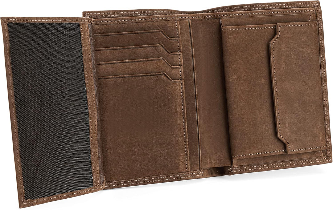 SERASAR | Leder Portemonnaie Herren [Vintage] mit RFID Schutz | Braun | Echtleder | 12 Kartenfächer