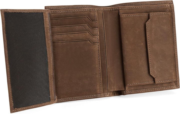 SERASAR | Leder Portemonnaie Herren [Vintage] mit RFID Schutz | Braun | Echtleder | 12 Kartenfächer