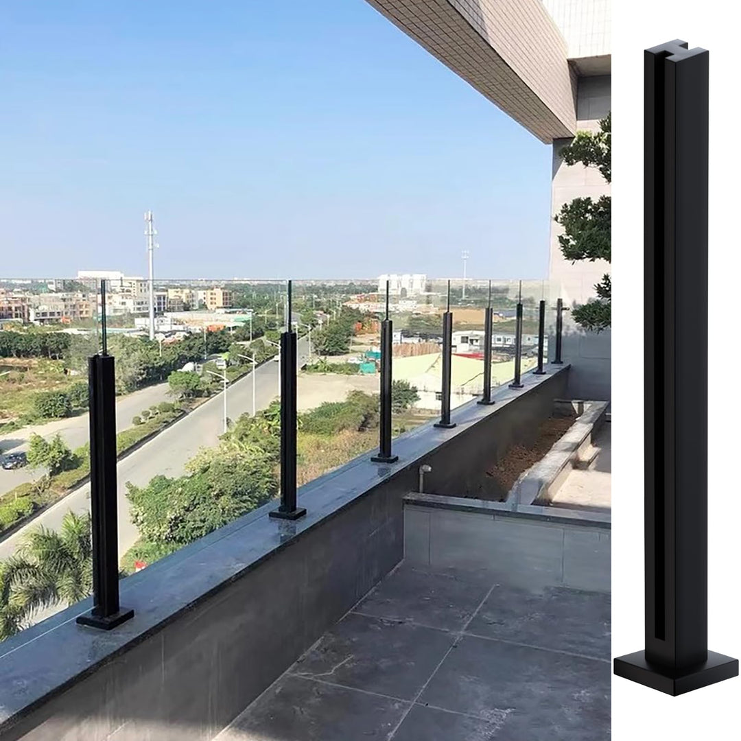 Glas-Balustradenpfosten, Schwarz 65cm – Geländersystem aus Glas – Aufsatzlose Einsteckenden für Vera