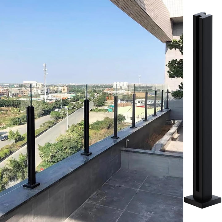 Glas-Balustradenpfosten, Schwarz 65cm – Geländersystem aus Glas – Aufsatzlose Einsteckenden für Vera
