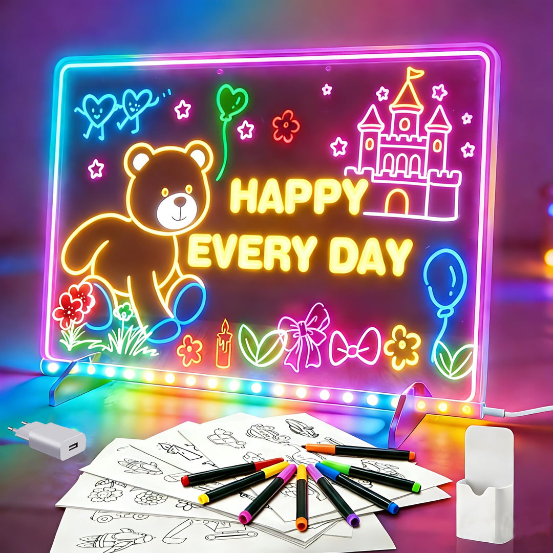 Led Zeichenbrett Maltafel Schreibtafel Kinder mit 12 Modi 35X25cm | Leuchtendes Malbrett Notiztafel