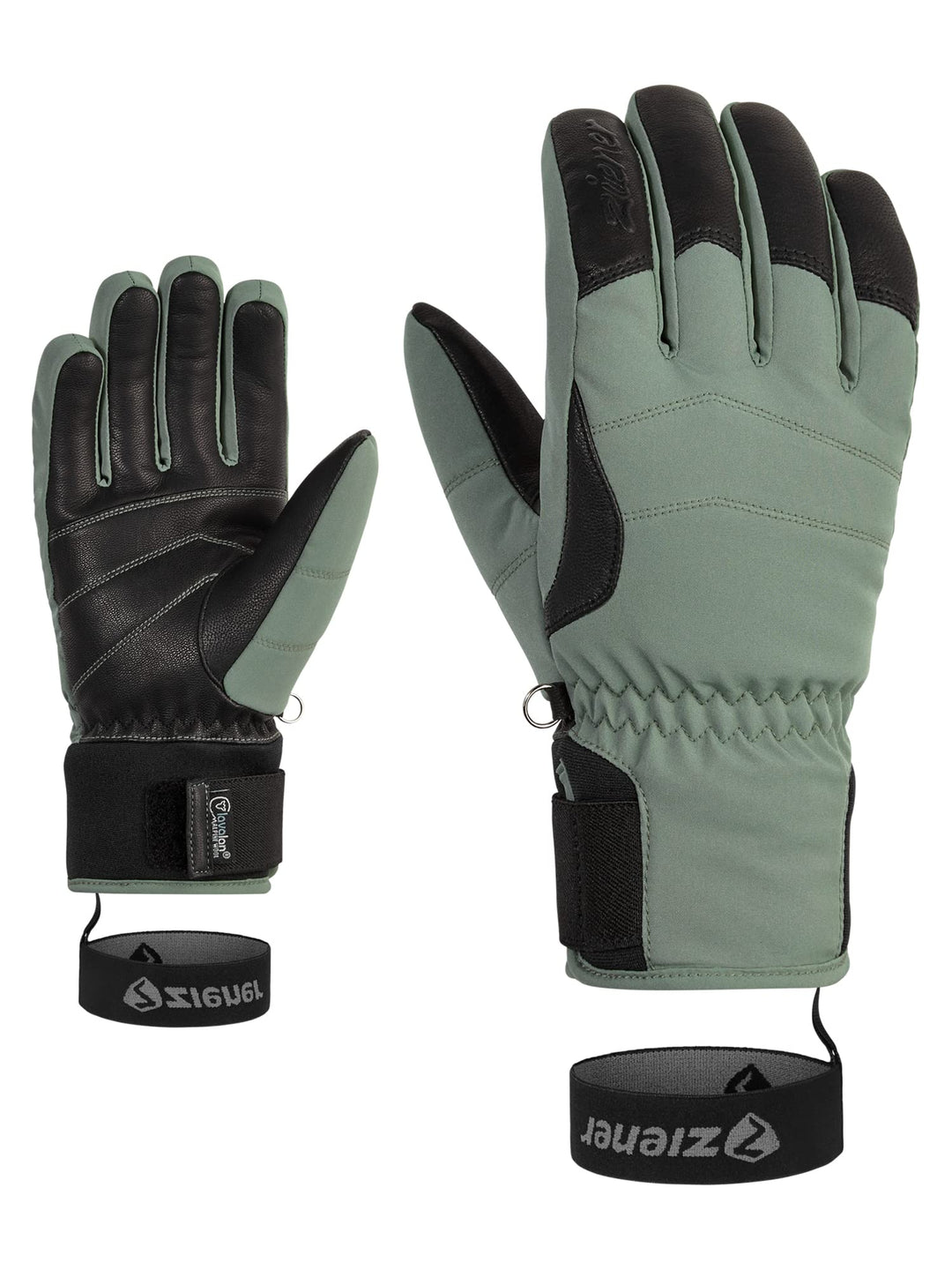 Ziener Damen Kale Ski-Handschuhe/Wintersport | wasserdicht, extra warm, Wolle 8.5 green mud, 8.5 gre