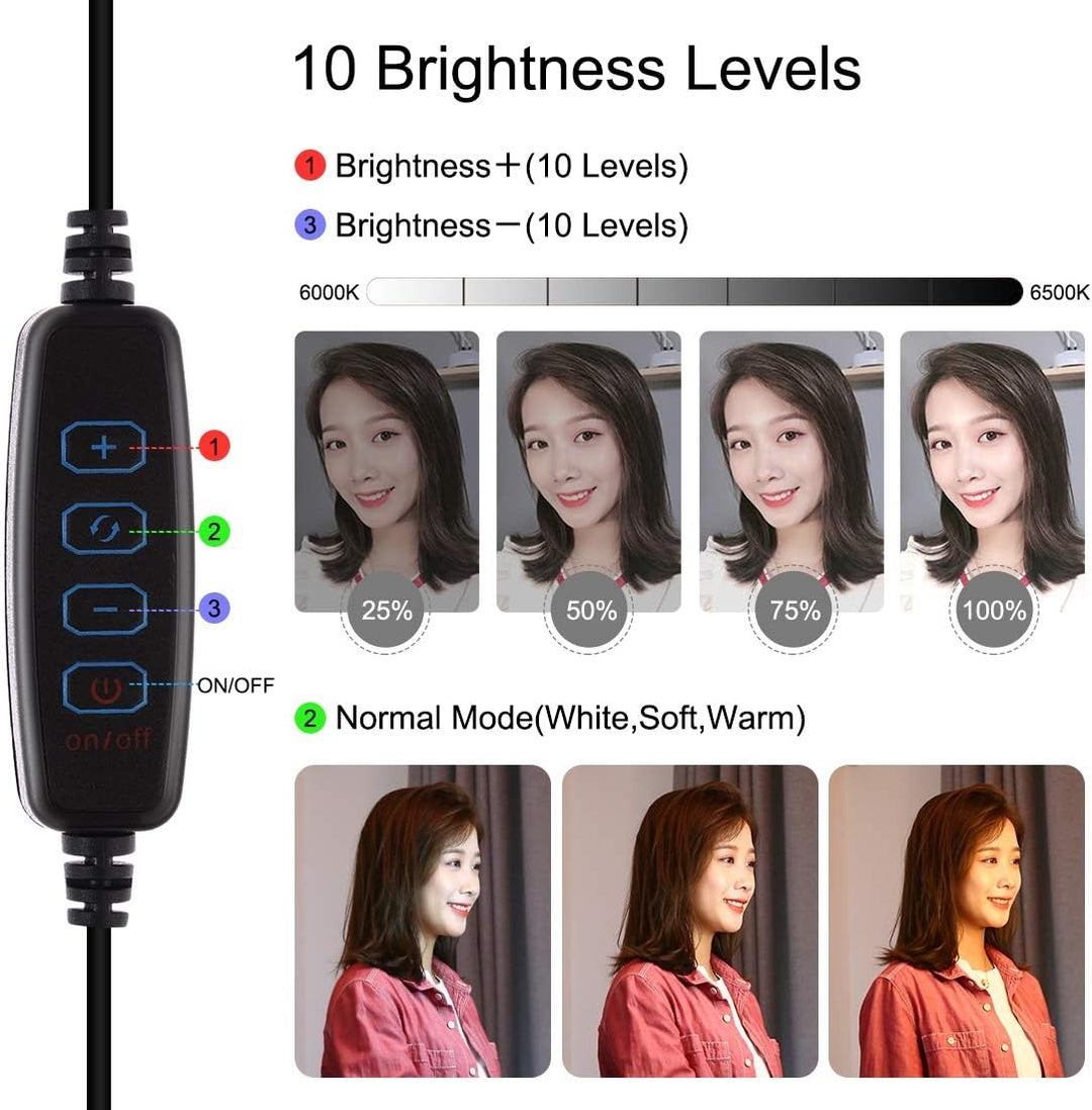 APP Life Ring Light für Selfies 10 Zoll - dreieckige Halterung - 3 Beleuchtungsmodi mit 10 Helligkei