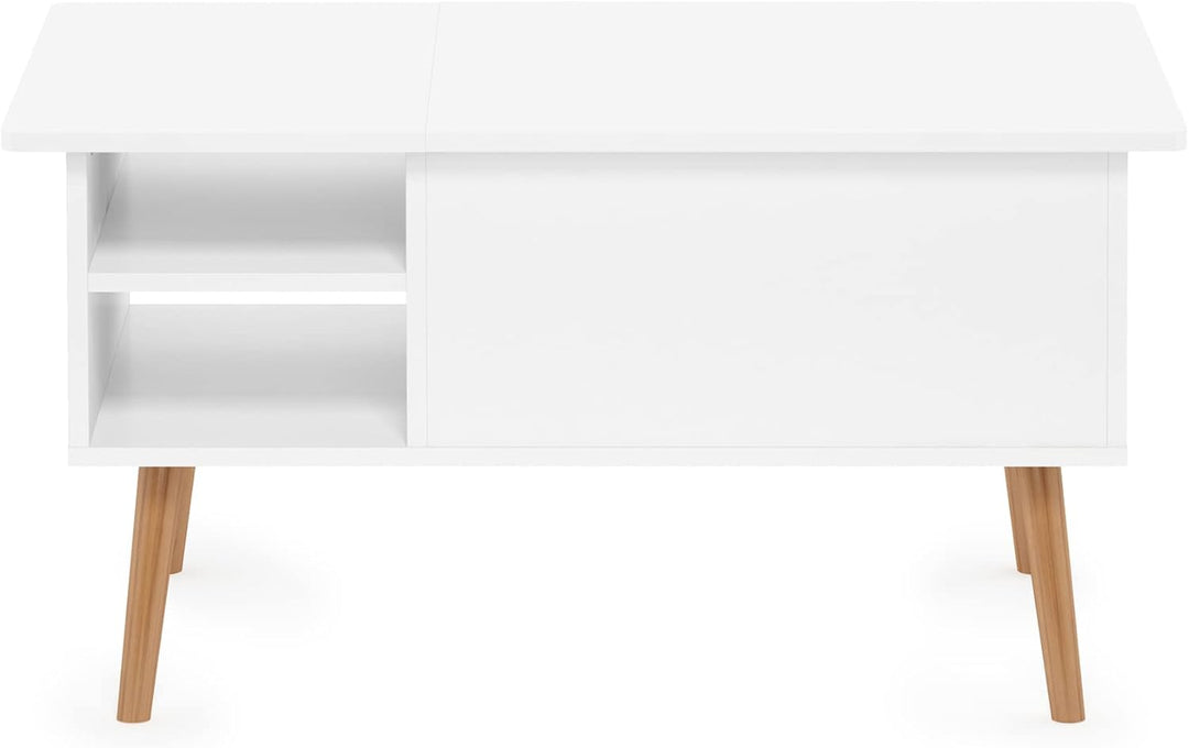 Furinno Jensen Couchtisch mit anhebbarer Tischplatte aus Holz mit verstecktem Fach und seitlich offe