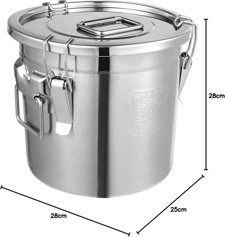 Edelstahl Getreidebehälter, 12L Luftdichter Kanister Lebensmitteln mit Deckel, Küche Edelstahl Eimer