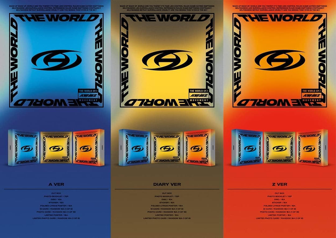 KQ Entertainment Ateez – The World EP.1: Movement Album+Folded Poster (A+Diary + Z VERSET), 165 x 16