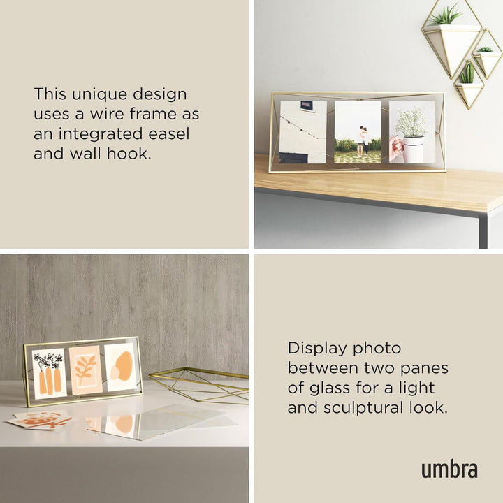 Umbra Prisma Bilderrahmen Collage 13x18 cm - Wand- und Tisch Multi-Fotorahmen für 3 Bilder, Fotos, K
