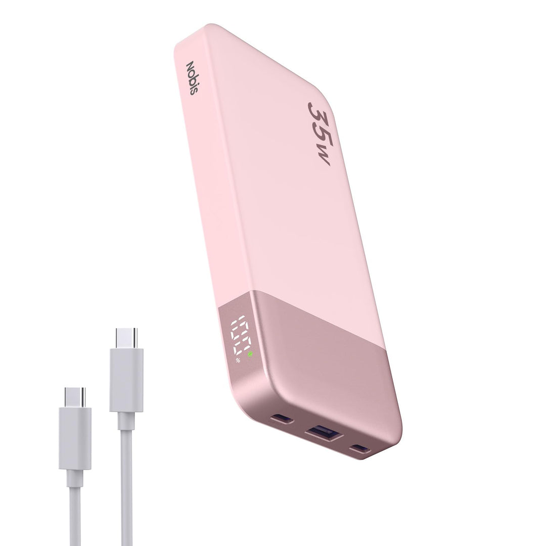 NOBIS Power Bank 35W 10000 mAh Powerbank – Schnellladung mit 2 USB-C EIN- & Ausgängen, 1 USB-A Ansch