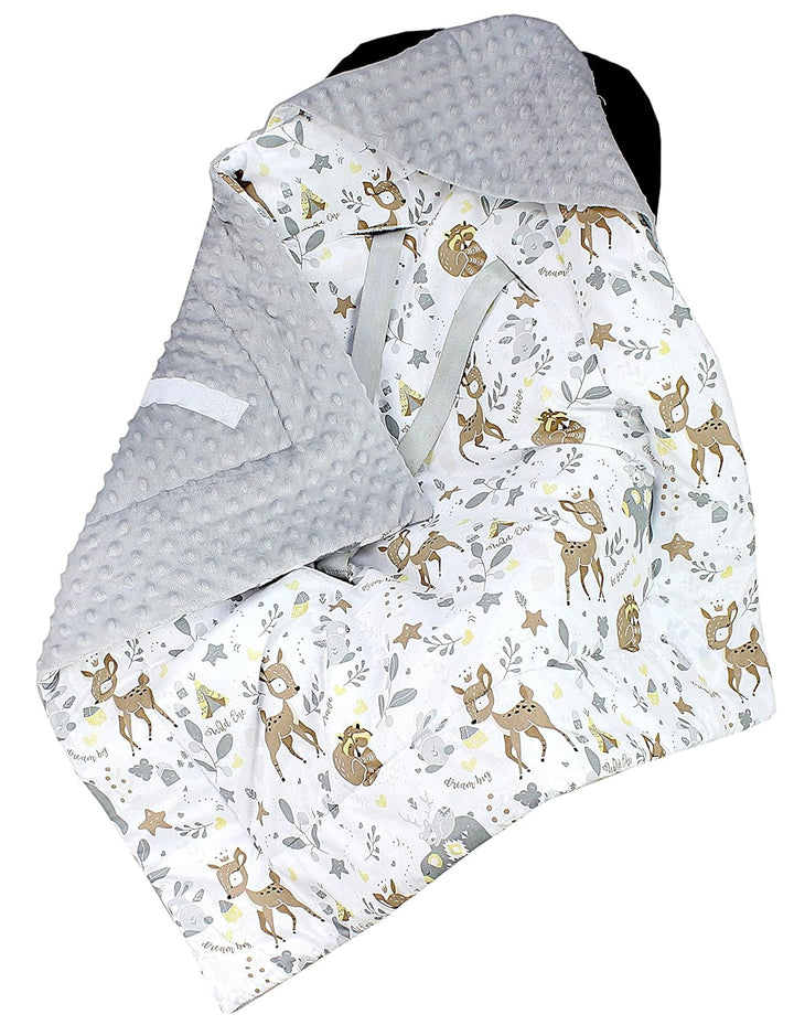 TupTam Baby Winter Einschlagdecke Babydecke 75x75cm für Autositz Babyschale Wattiert Minky Baumwolle