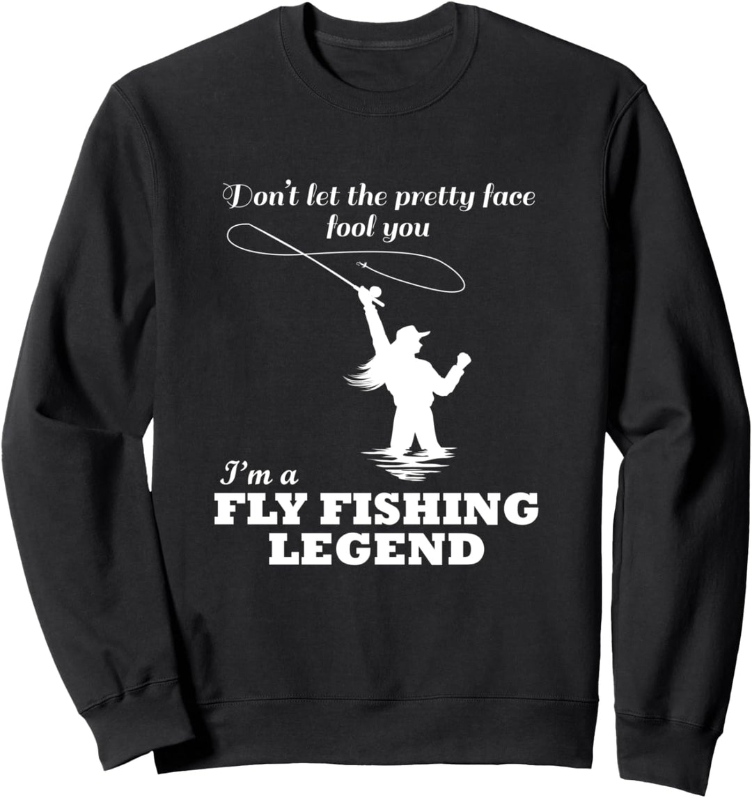 Fliegenfischen Mädchen Hobby Fischerin Forelle Fisch Sweatshirt