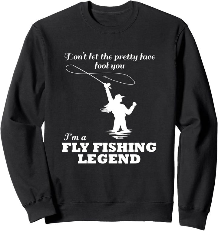 Fliegenfischen Mädchen Hobby Fischerin Forelle Fisch Sweatshirt