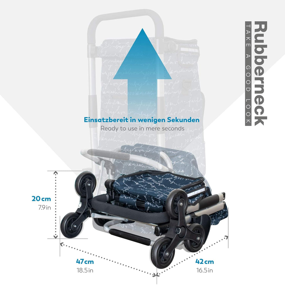 Rubberneck Einkaufstrolley - Klappbarer Einkaufswagen - Kühlfach - Höhenverstellbarer Griff - Blau,