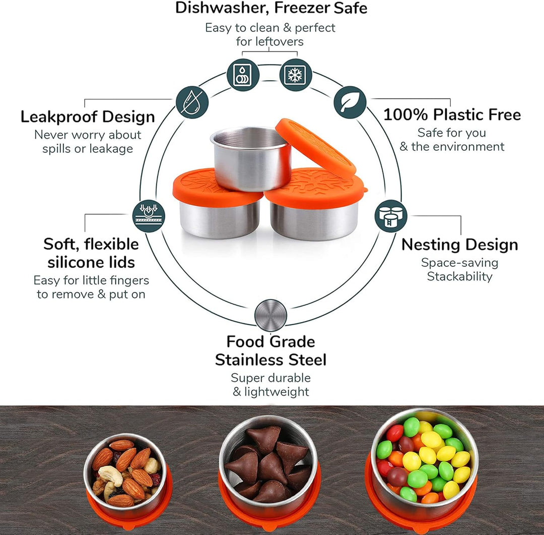 Nicelock kleine edelstahldosen mit deckel, Lebensmittelbehälter Set, Snackbox, Mini-Töpfe mit auslau
