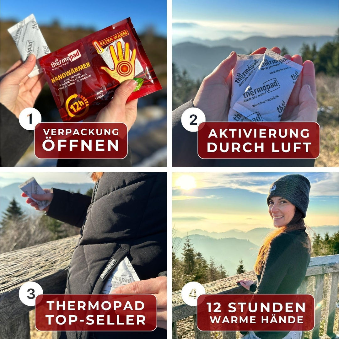 THERMOPAD Handwärmer – DAS ORIGINAL: 20 Paar Wärmepads für 12 Stunden Wärme I 50% weniger Plastik I