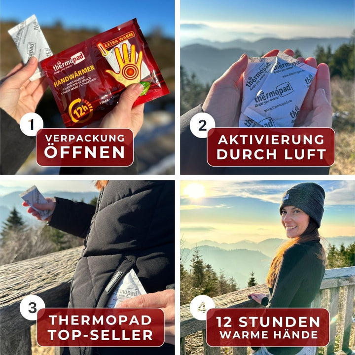 THERMOPAD Handwärmer – DAS ORIGINAL: 30 Paar Wärmepads für 12 Stunden Wärme I Sofort einsatzbereite