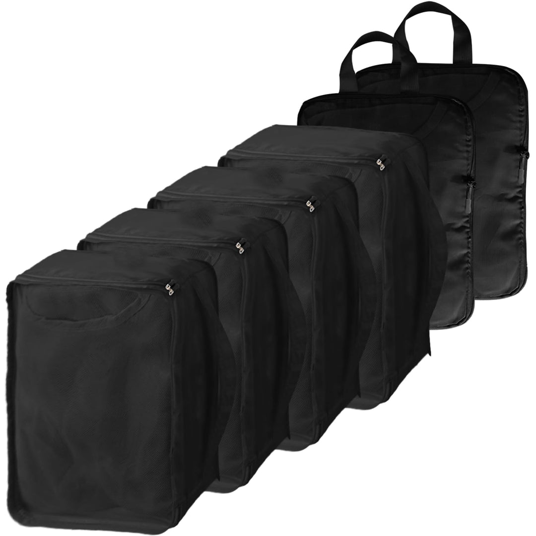 Grosse Koffer Organizer 40×20×25, 2 Stück Packwürfel Kompression & 4 Stück Mesh Packing Cubes, Koffe